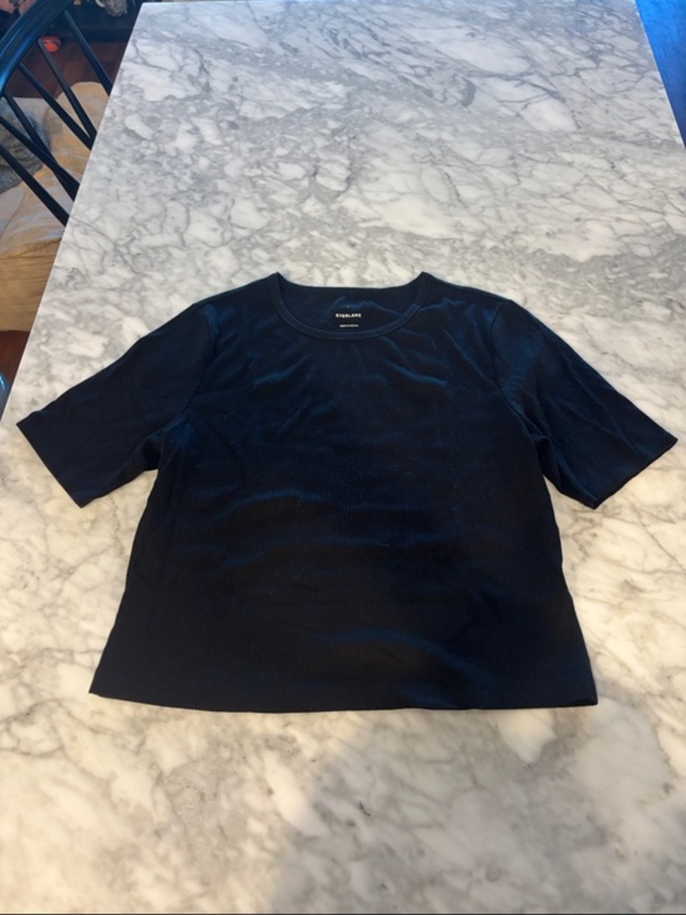 Everlane Boxy Short Sleeve Ribbed Tee - Black